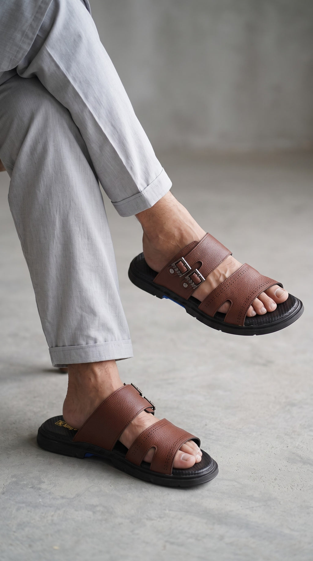 Double Buckle Slippers-W517