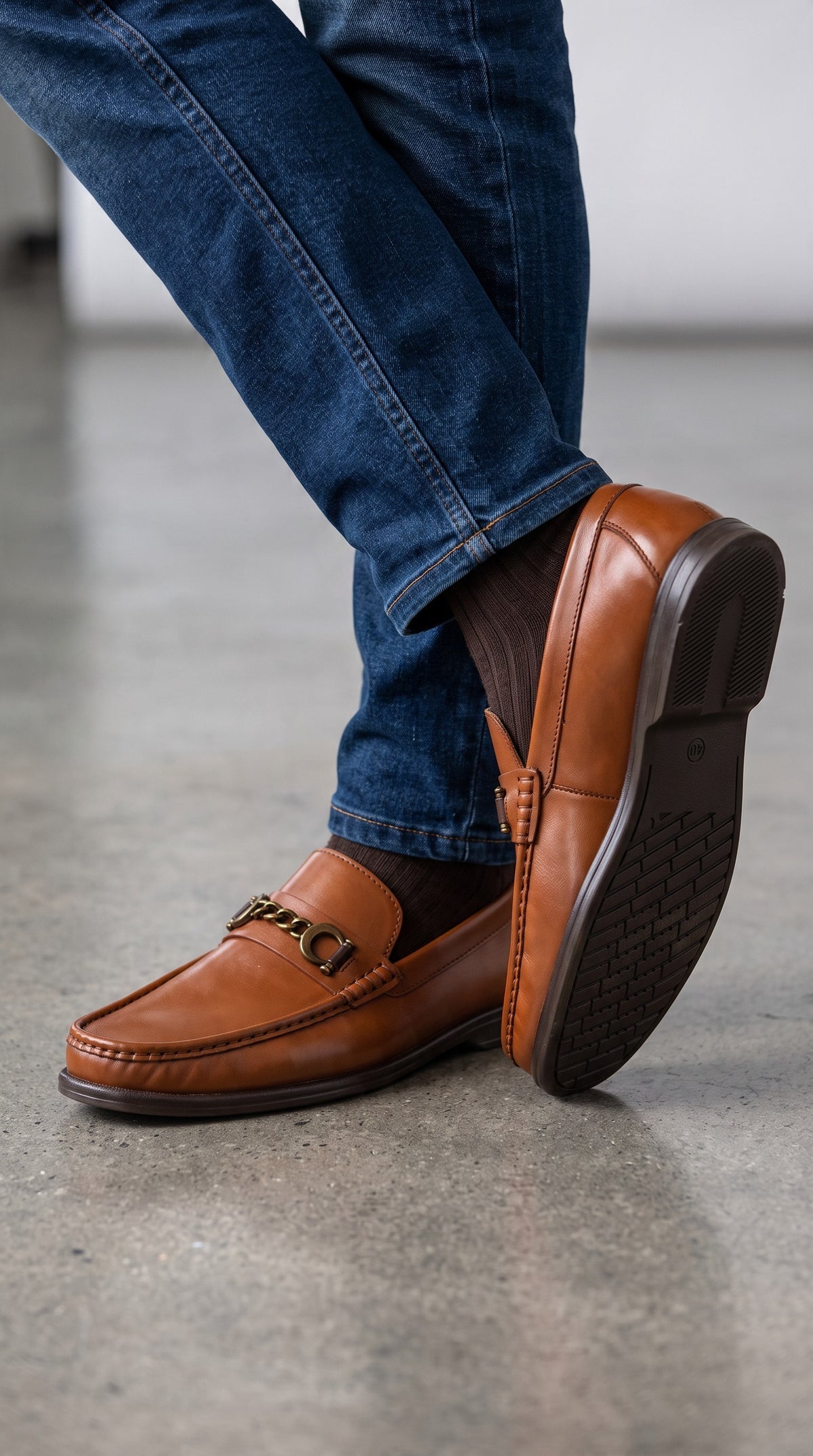 Horsebit Patina Finish Loafers- W1770