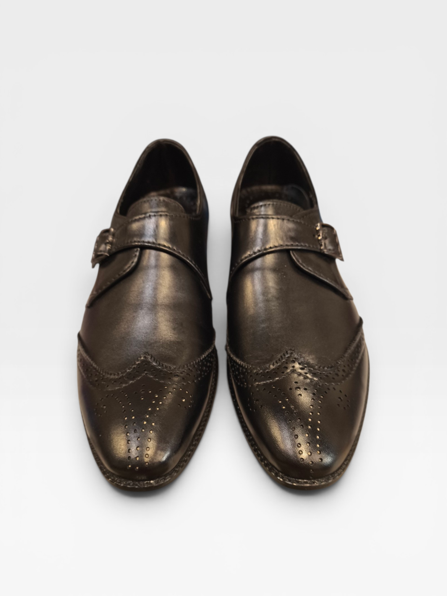 Monk Strap Leather Brogue Shoes-K70004