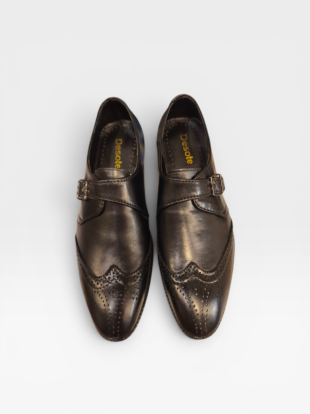 Monk Strap Leather Brogue Shoes-K70004