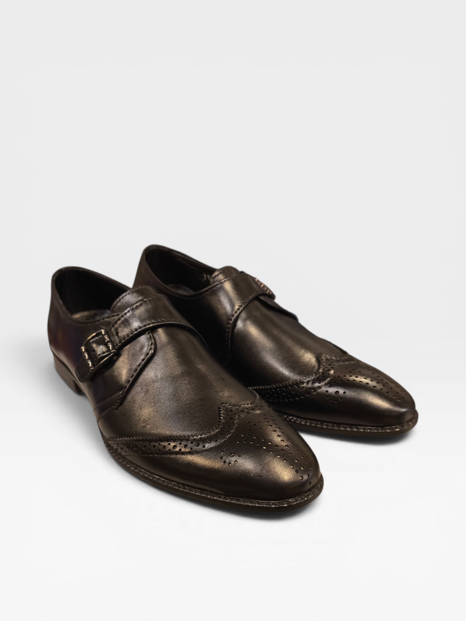 Monk Strap Leather Brogue Shoes-K70004